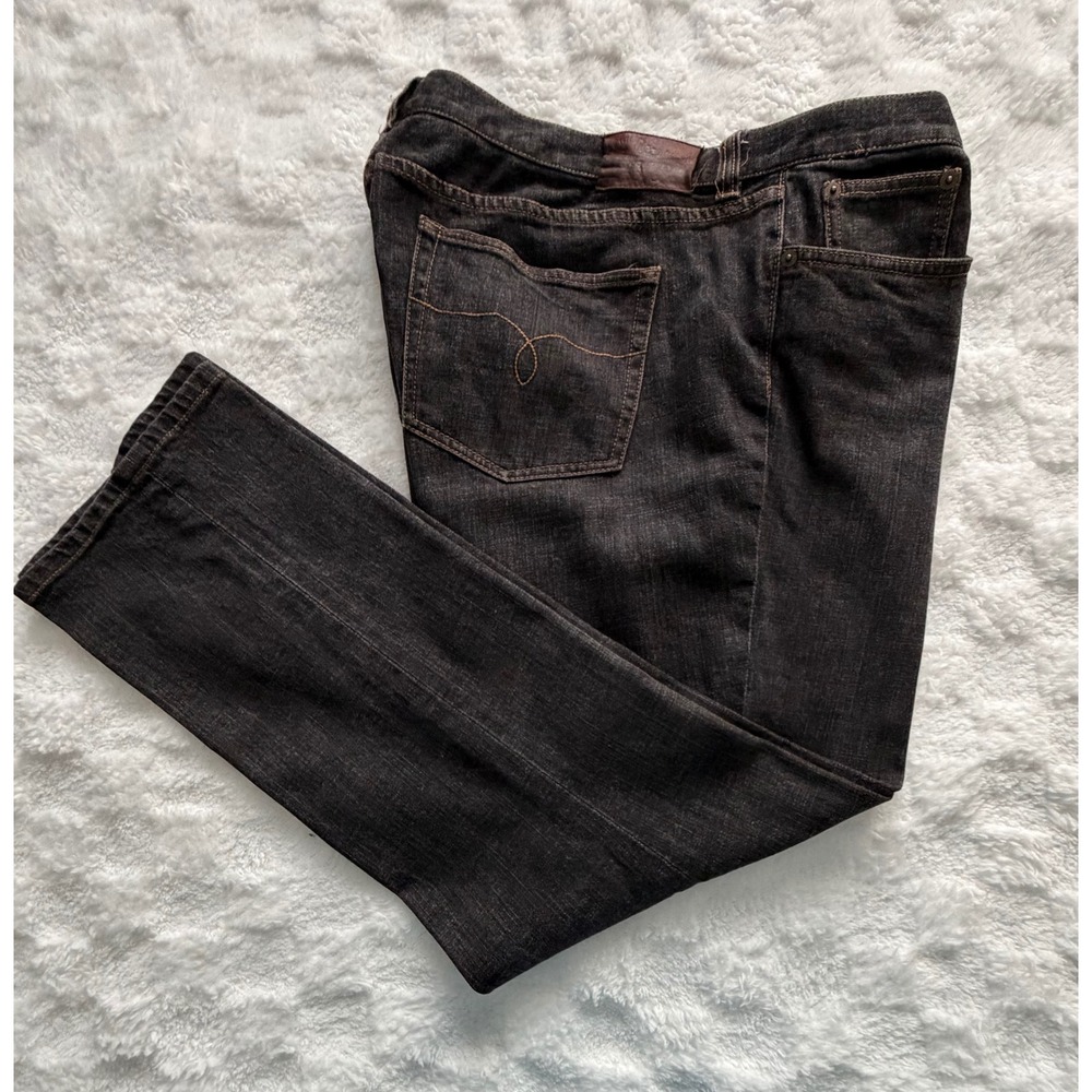 Lauren Jeans Co Ralph Lauren Womens Straight Leg Black Faded Wash Jeans Size 16
